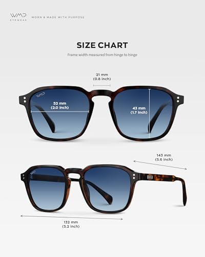 WearMe Pro Men's Polarized Square Sunglasses – Wide Fit, Retro Style, UV400, Lightweight Frame, Suitable for Driving and Everyday Wear