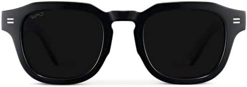 WMP Eyewear – Men's Square Polarized Sunglasses: Thick acetate frame, bold geometry, 5-cylinder hinges, 60s retro design.