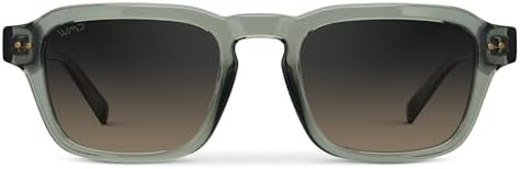 WearMe Pro - Men's Polarized Sunglasses: Narrow geometric frame, rectangular lenses, round studs, injection-molded metal core