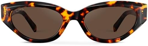 WearMe Pro - Women's Polarized Sunglasses, Narrow Stylish Cat-Eye Acetate Frame, Oval Lenses, Hand-Polished