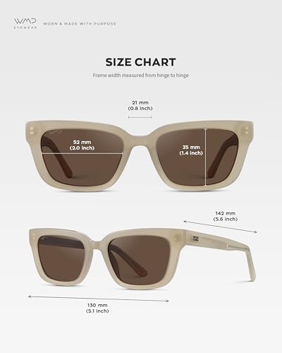 WearMe Pro - Women's Polarized Rectangular Sunglasses, Narrow Acetate Frame, Durable 5-Tube Hinge, Hand-Polished Finish