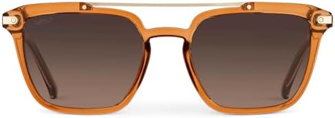 WearMe Pro Modern Men's Square Aviator Sunglasses - Bimetallic Bridge with Polarized Lenses