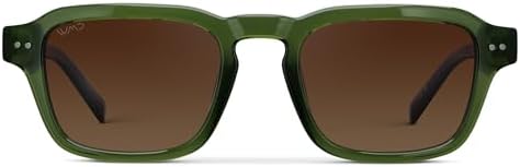 WearMe Pro - Men's Polarized Sunglasses: Narrow geometric frame, rectangular lenses, round studs, injection-molded metal core
