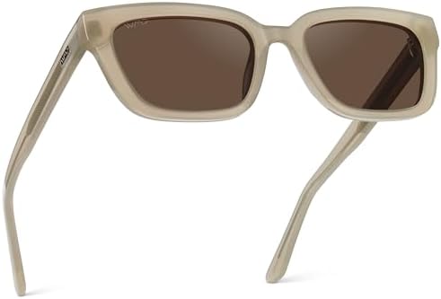 WearMe Pro - Women's Polarized Rectangular Sunglasses, Narrow Acetate Frame, Durable 5-Tube Hinge, Hand-Polished Finish