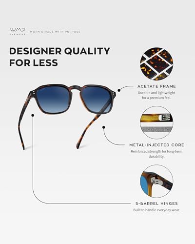 WearMe Pro Men's Polarized Square Sunglasses – Wide Fit, Retro Style, UV400, Lightweight Frame, Suitable for Driving and Everyday Wear