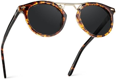 WearMe Pro Women's Polarized Round Retro Double Bridge Sunglasses