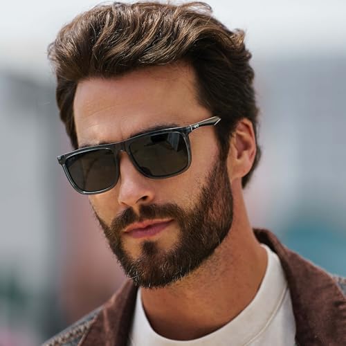 WMP Eyewear - Men's Polarized Flat-Top Square Sunglasses