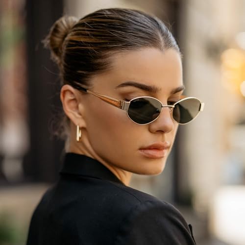 WearMe Pro Retro Oval Women's Sunglasses - Stylish Small Frame, 90s Inspired Fashion, with AR Coating