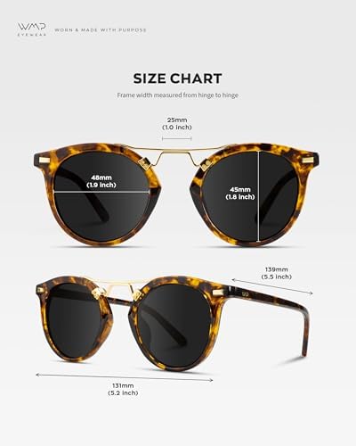 WearMe Pro Women's Polarized Round Retro Double Bridge Sunglasses