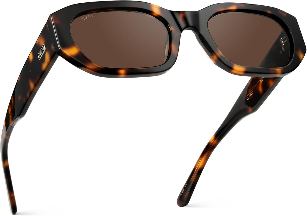 WearMe Pro - Women's Narrow Rectangular Sunglasses - Polarized, Lightweight Acetate, 100% UV Protection